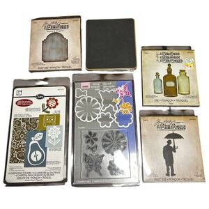 Sizzix Tim Holtz Alterations Die Cut Embossing Folder Stamp Bundle 6pc Set